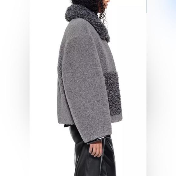 Stand Studio Joann faux fur jacket smoked grey NWT - Picture 3 of 9